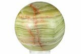 Polished Green Banded Calcite Sphere - Pakistan #301460-1